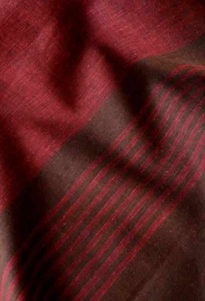 Dark Brown and Maroon - Handwoven Cotton Saree