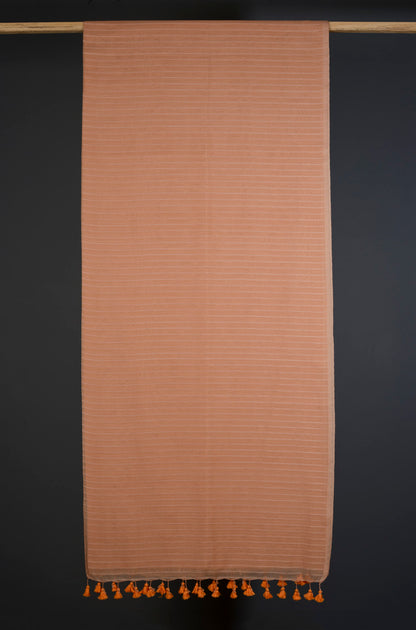 Peach Cotton Line Saree