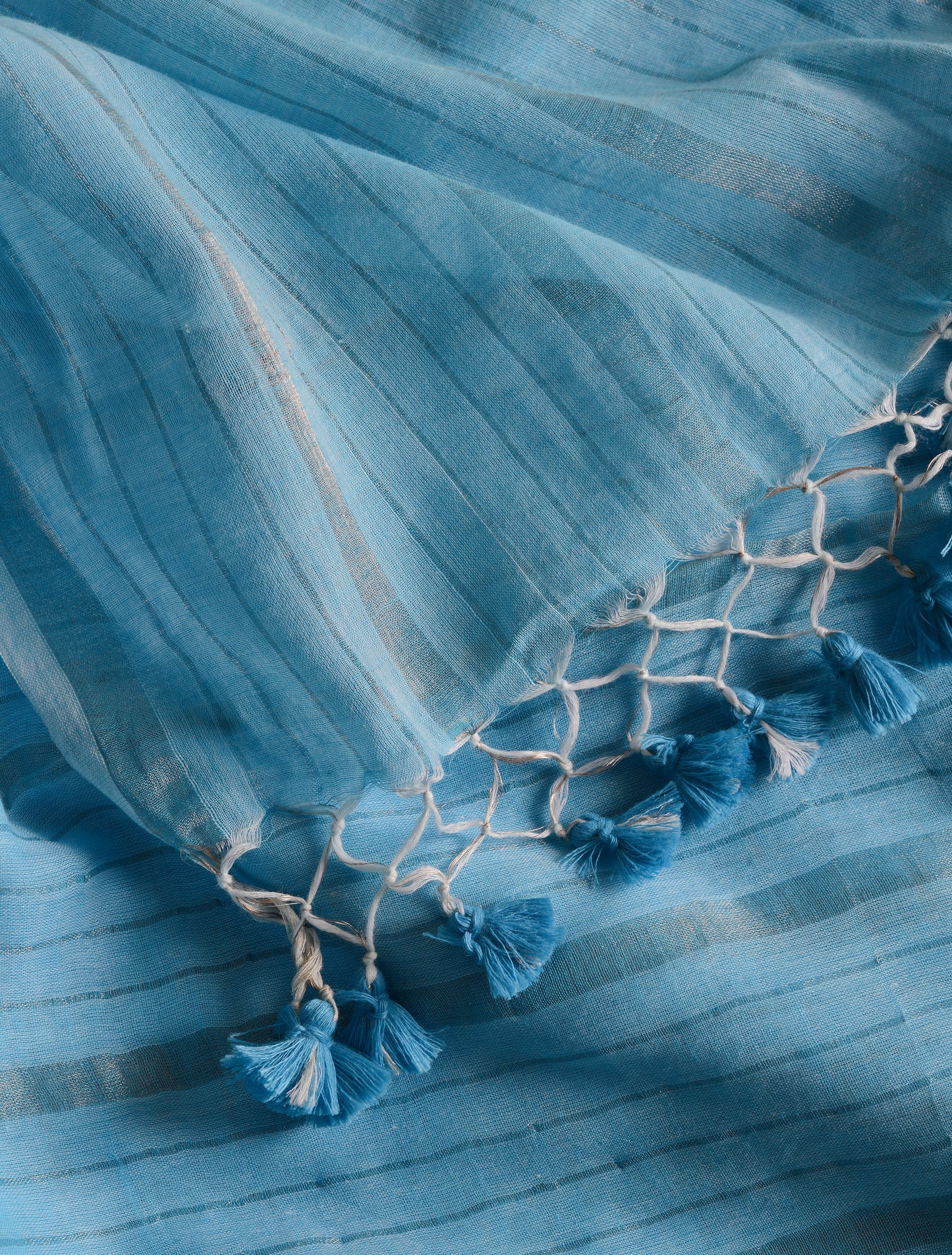 Sky Blue Silver Zari Stripes