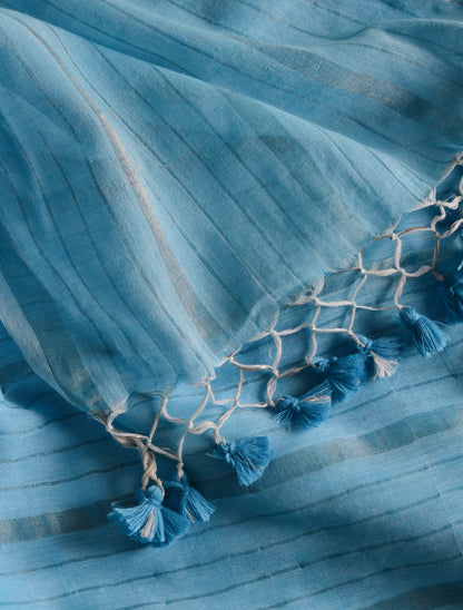 Sky Blue Silver Zari Stripes