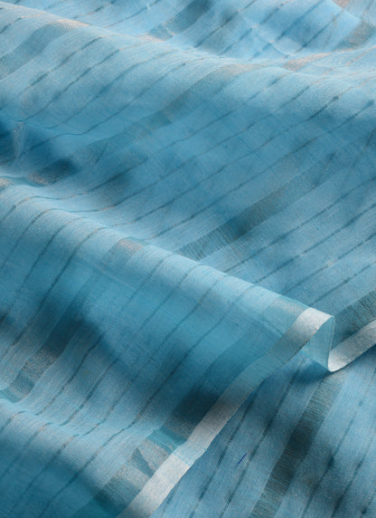 Sky Blue Silver Zari Stripes