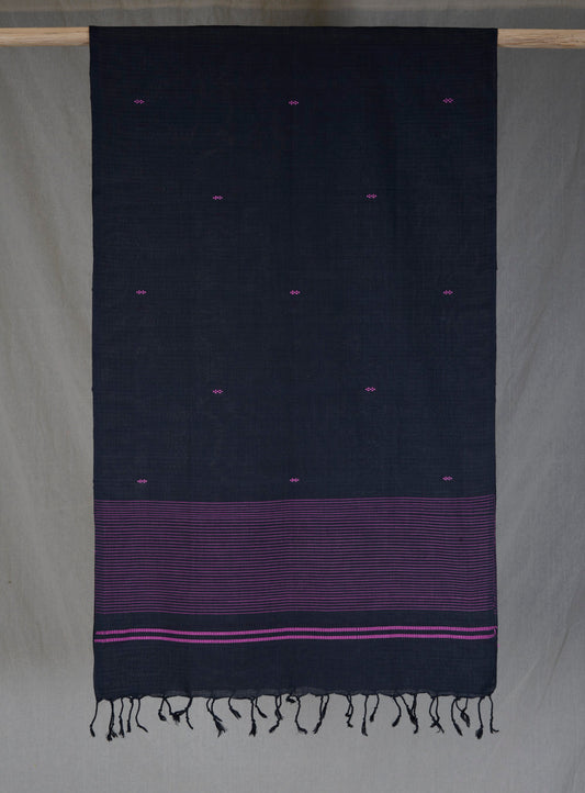 Cotton Stole - Black and Pink