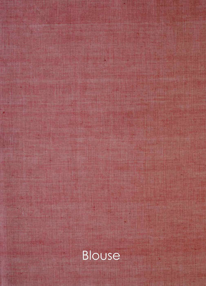 Handwoven  Red & White Fish Motif Bawanbooti Saree