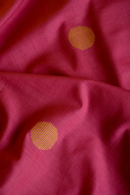 Handwoven Pink & Yellow Bawanbooti Saree