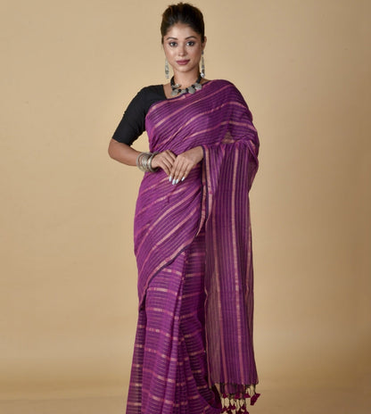 Magenta Gold Zari Stripes