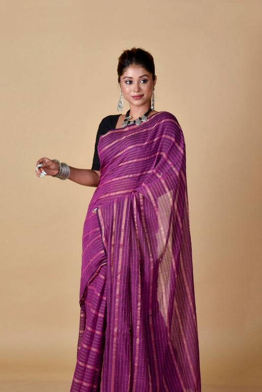 Magenta Gold Zari Stripes
