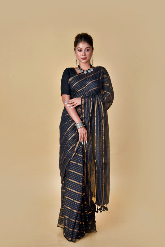 Black Gold Zari Stripes