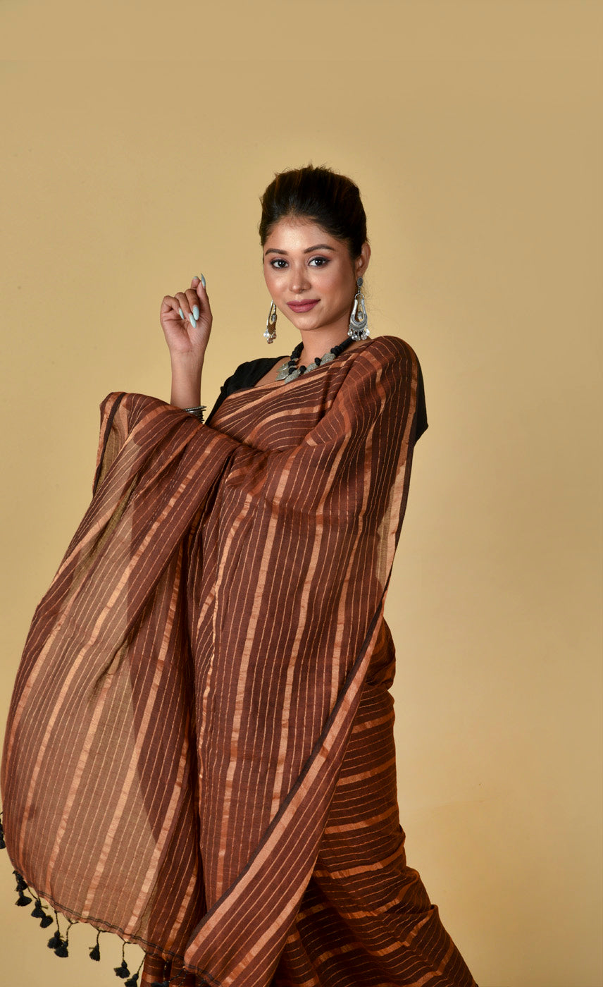 Coffee Gold Zari Stripes