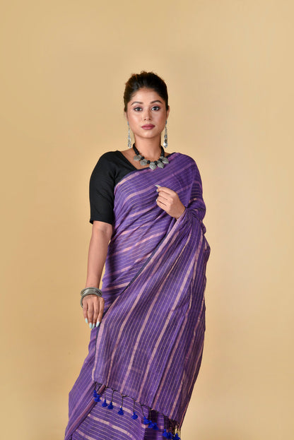 Mauve Gold Zari Stripes