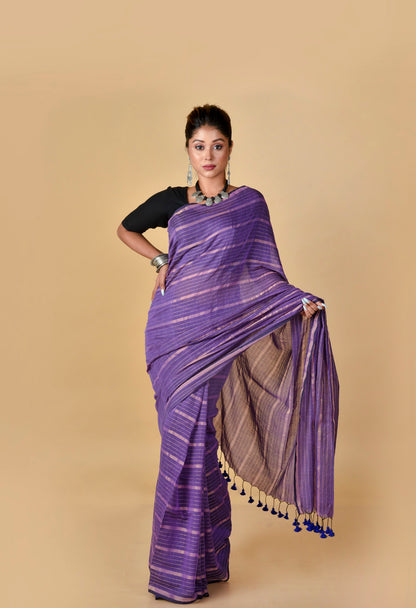 Mauve Gold Zari Stripes