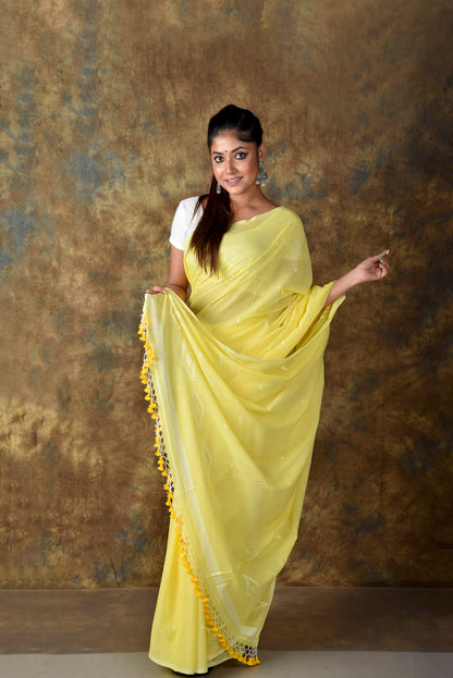 Handwoven Yellow Jamdani Saree