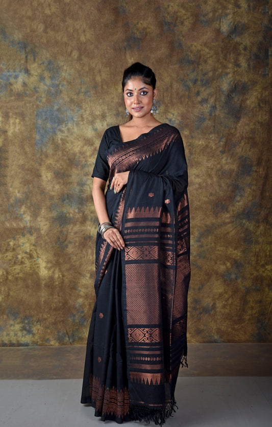 Black Copper Zari Jamdani Saree