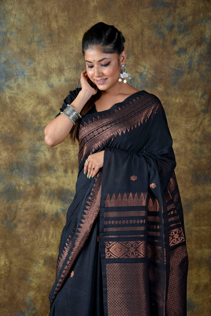 Black Copper Zari Jamdani Saree