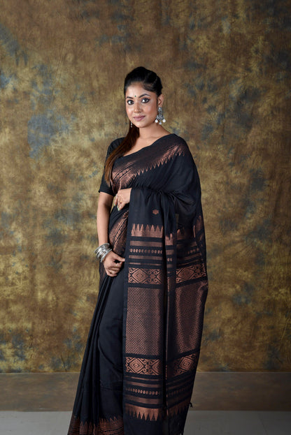 Black Copper Zari Jamdani Saree