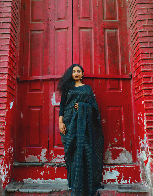 Black Zari Lines Saree