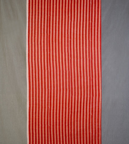 STRIPES Hand Block Printed Cotton Saree