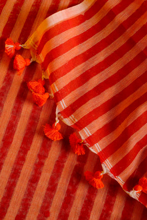 STRIPES Hand Block Printed Cotton Saree