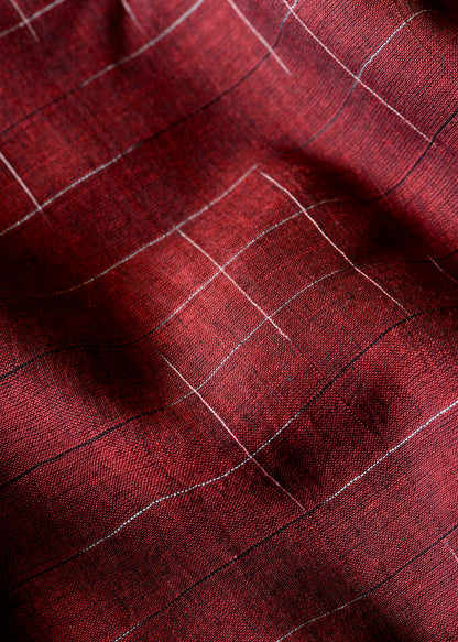 MAROON - all over abstract lines Saree