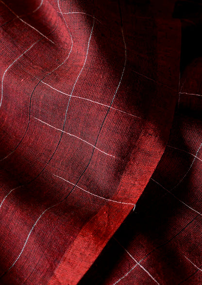 MAROON - all over abstract lines Saree