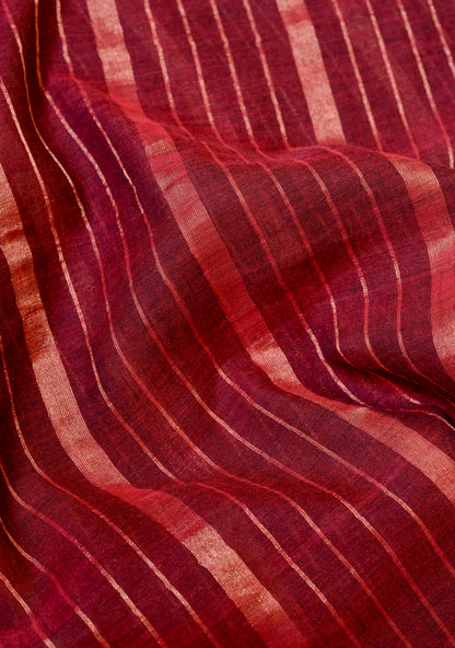 Maroon Gold Zari Stripes