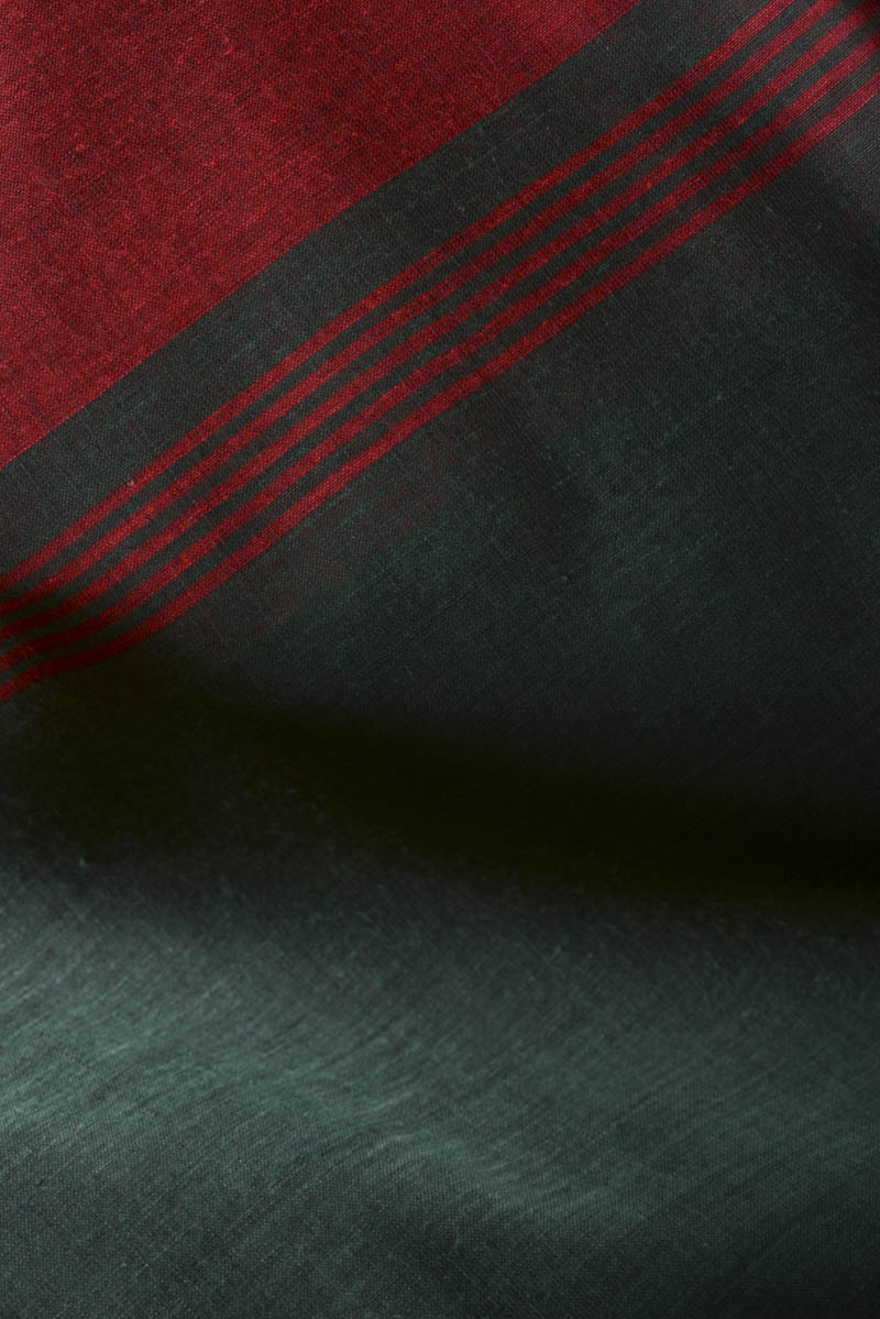 Bottle Green and Red - Handwoven Cotton Saree
